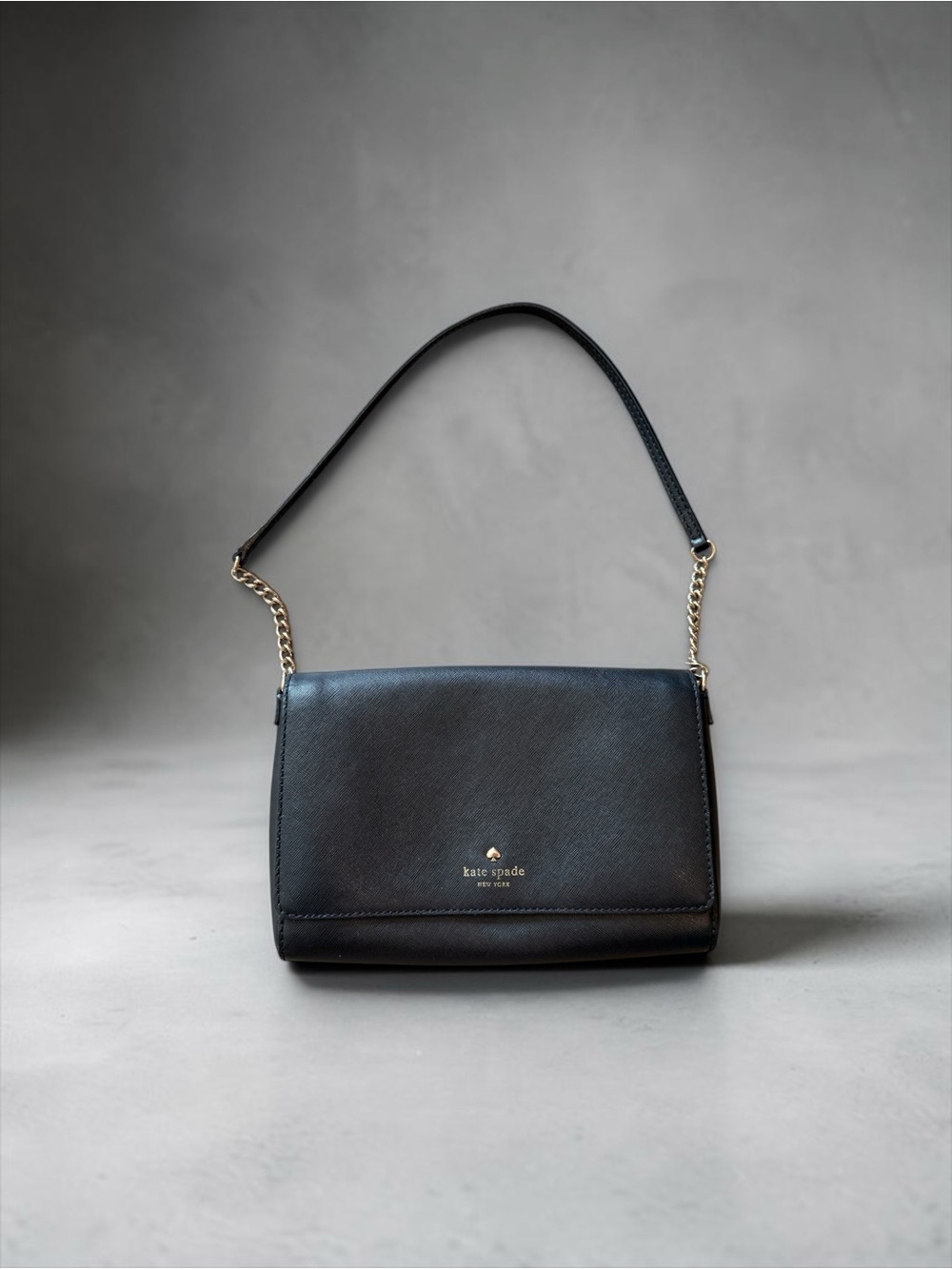 Kate Spade Black Leather Flap Shoulder Bag